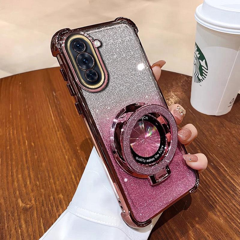 Nova11 11pro Case Luxury Magnetic Bracket Shockproof Cover For Huawei Nova 11 12 10 9 9SE pro Case with Holder shiny Glitter