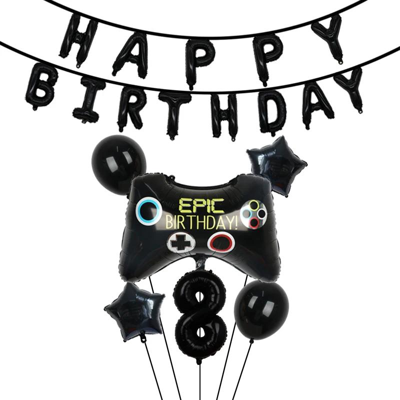 Video Game Party Supplies Set Baby Boy Birthday Party Decoration Happy Birthday Gaming Backdrop Game Table Covers Gamer Balloons