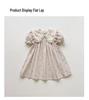 2026 Summer Doll Collar Color Block Girls' Dress – French Print Short Sleeve Princess Korean Style