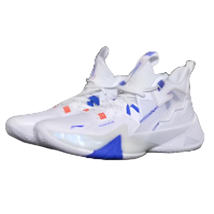 Li-Ning Comfortable Trendy Non-Slip Wear-Resistant Mid-Top Basketball Shoes Men Sneakers White Blue ABPU055-1