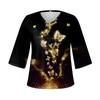 Women's Shirt Blouse Casual Loose Shirts 3/4 Sleeve Print V Neck Tops Print Tops T-shirts Tee