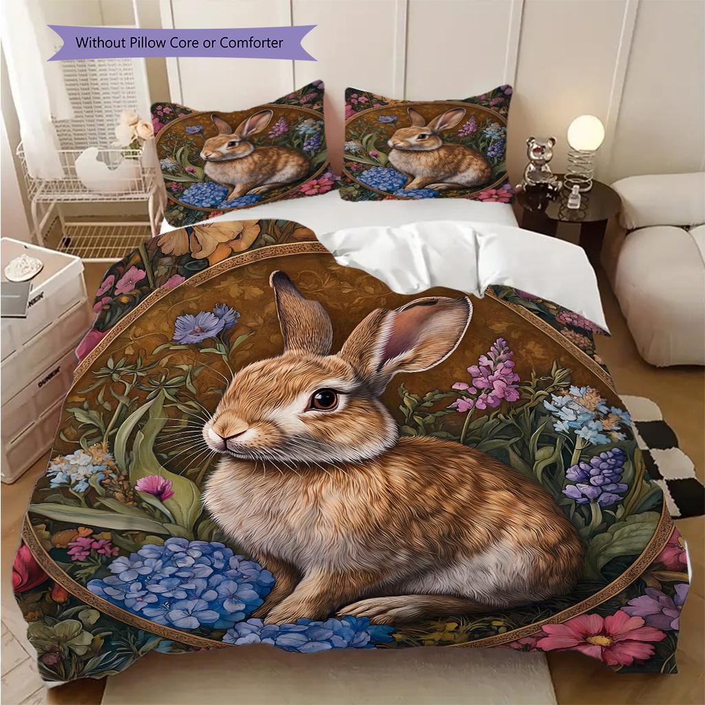 Medieval William Morris Rabbit Design bedding, duvet cover, pillowcase, home decoration, birthday gift (1 * duvet cover+2 * pillowcase, coreless)