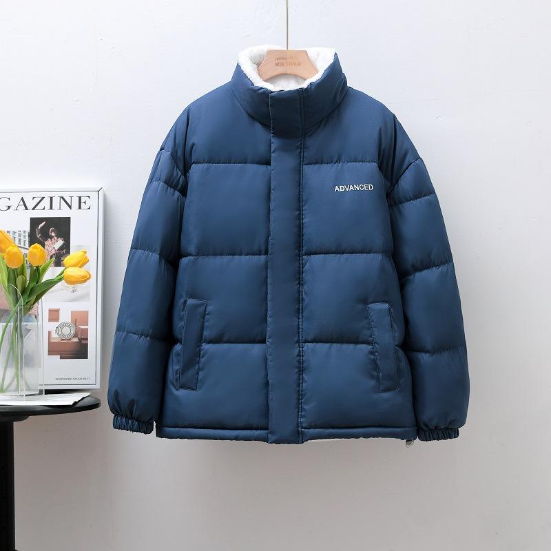 Down cotton-padded clothes for men and women short models, new velvet thickened stand-up collar bread clothes, warm casual cotton-padded jackets