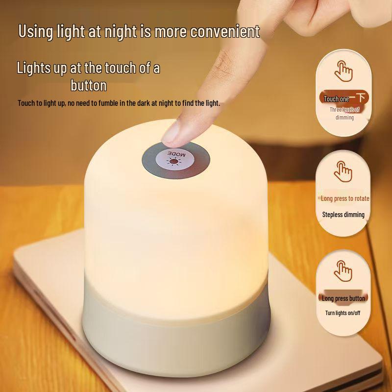 Rechargeable Touch Night Light - Baby Feeding & Eye-Friendly Bedside Lamp