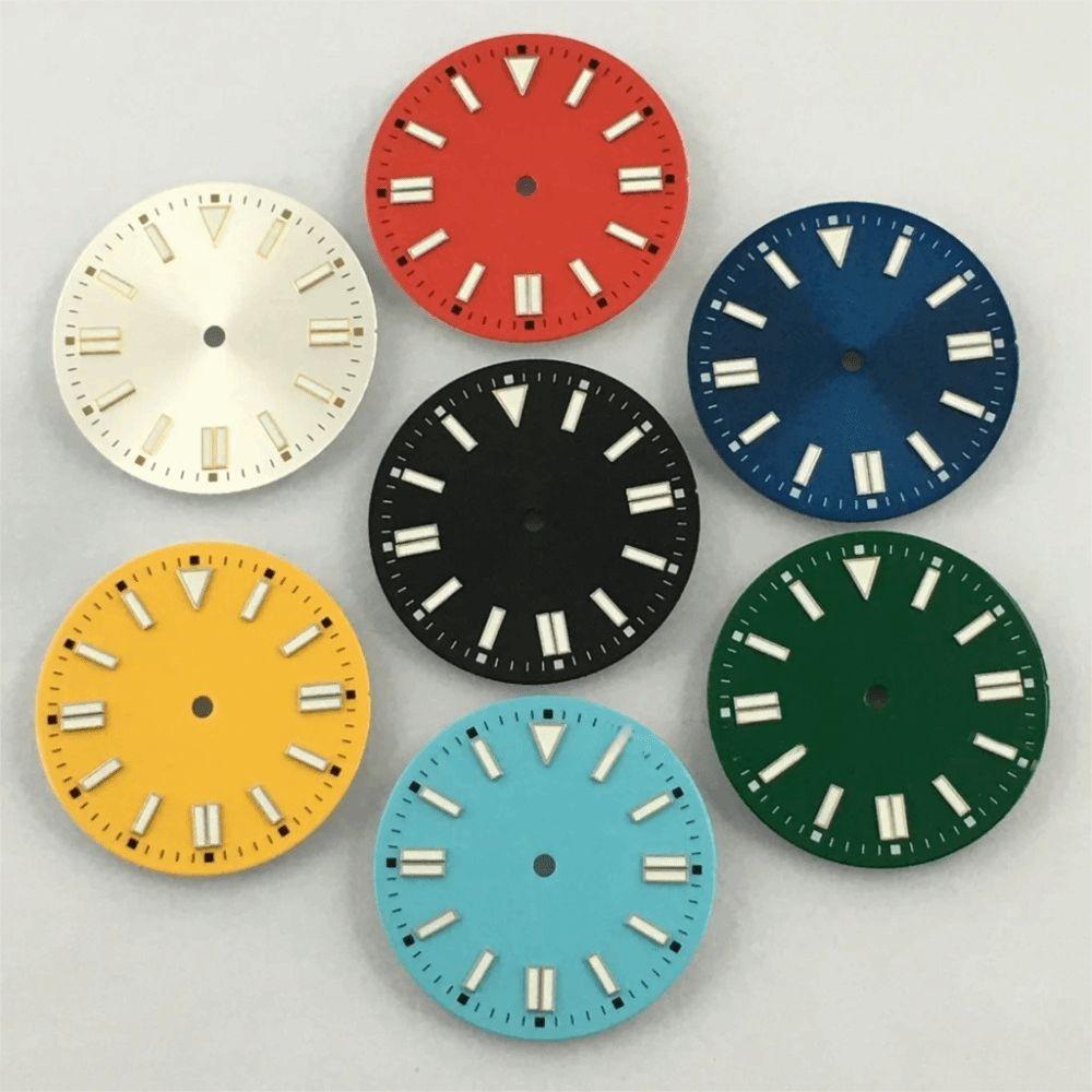 28.5MM Dial Size Green Luminous Dial Colorful Watch Movement Dial for NH35 8215 2836 Watch