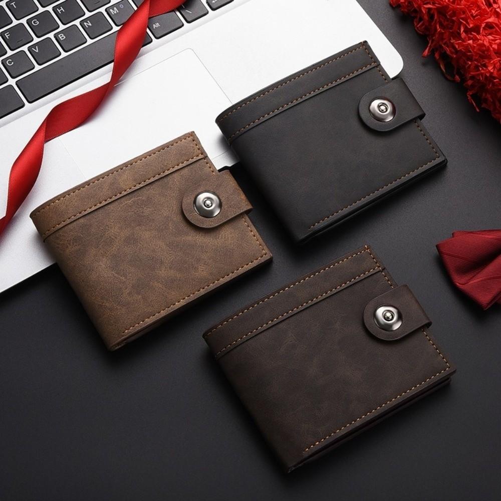 Durable Ultra Thin PU Leather Wallet Portable Lightweight Short Wallet Credit Card Holder Men