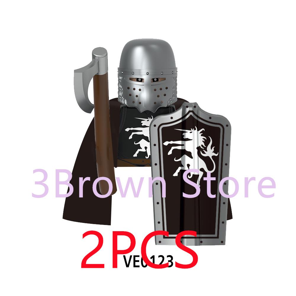 Medieval Building Blocks Accessories MOC Castles Dragon Knights Army Soldiers Warrior Helmets Shields Armors Axes Toy Gift S038