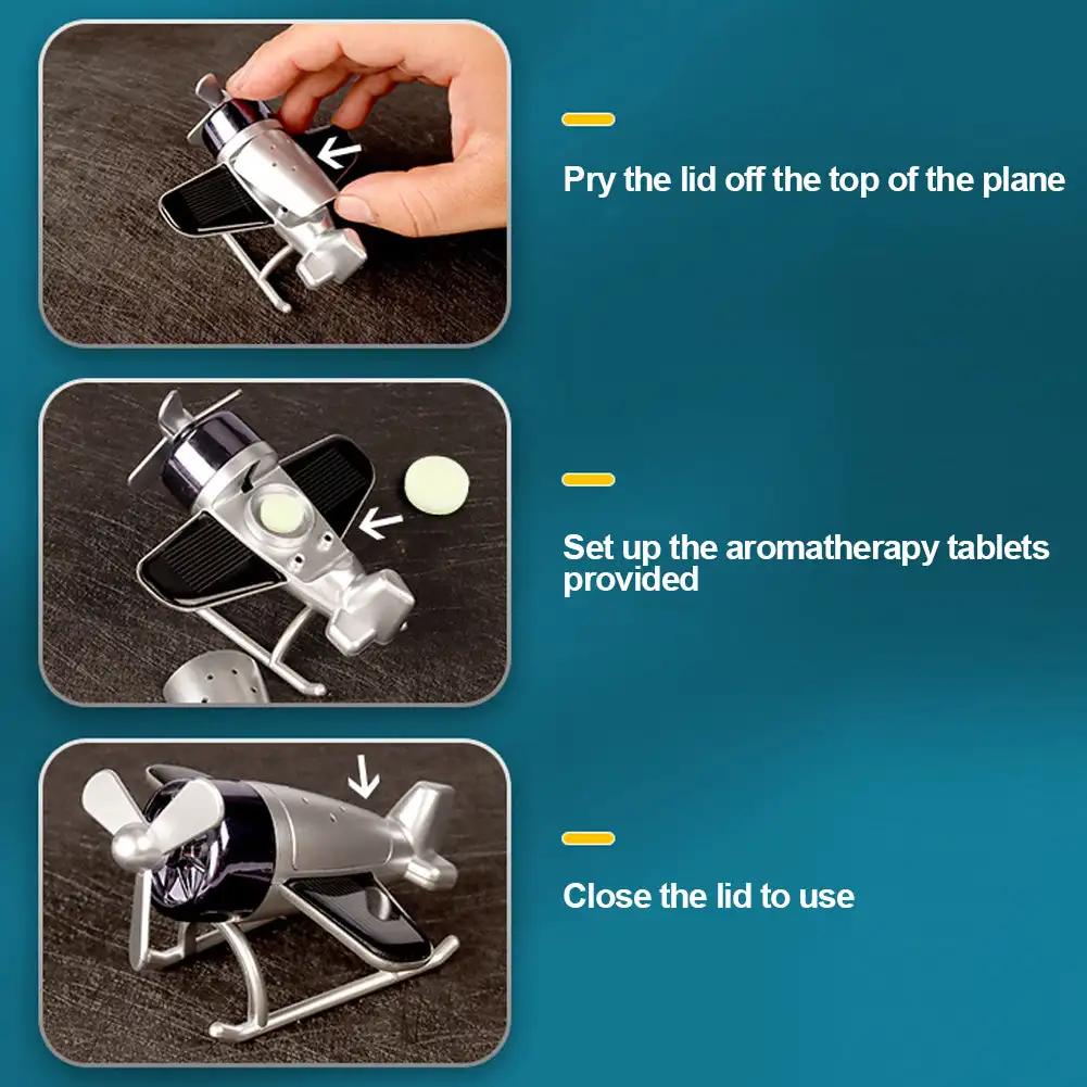 Creative Solar Aircraft Car Air Freshener Central Control Airplane Ornament Mini Decoration Car Perfume Air Freshener Fragrance