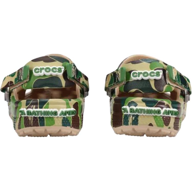 A BATHING APE X Crocs Classic Clog Anti Slip Wear Resistant Low Top Children's Sandals Green Kids'