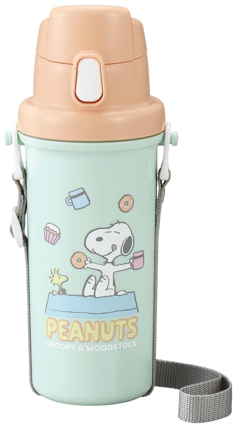 

OSK Snoopy Вода Сделано с Посвященным Плечом Широкий Легко Пить Легко Подходит для и Студентов Бутылка, 600 мл, Япония, Ремешок, Открытие одним касанием, зелёный