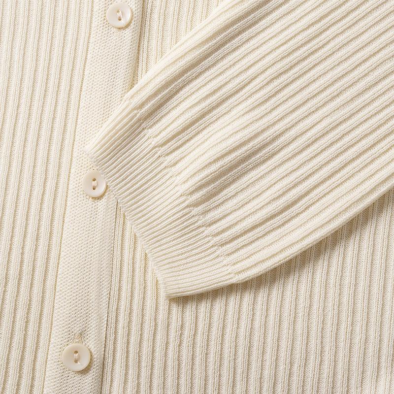 Frühling und Sommer Damen-Strickjacke, dünne Strickjacke, Eisseidenbluse, Sieben-Minuten-Ärmel außen, V-Ausschnitt, lockeres Sonnenhemd