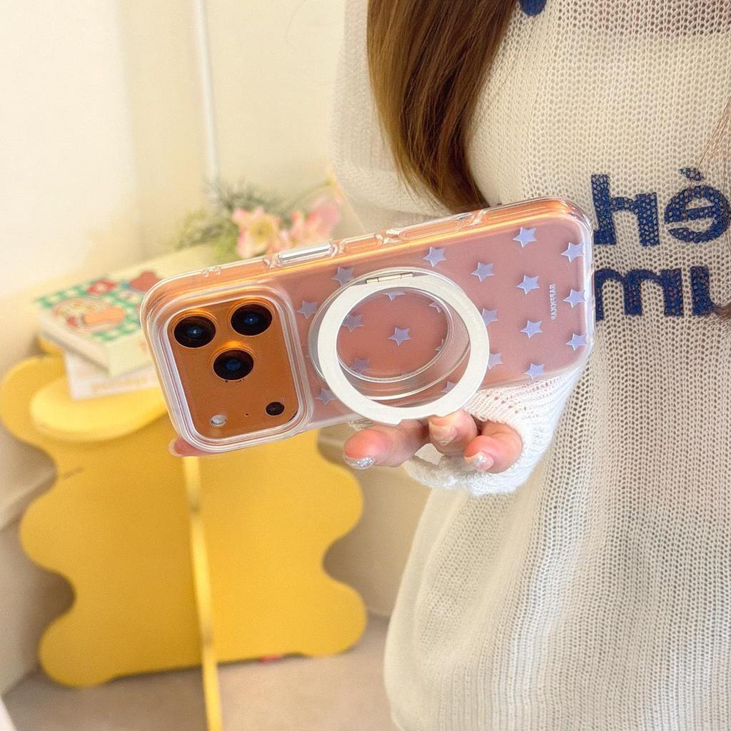 Gold & Silver Star 360° Rotating Phone Case Holder for iPhone 16/15p/17 Pro Max