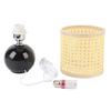 Ceramic Table Light E27 Bulb Imitation Rattan Woven Shade Bedside Lamp for Bedroom Living Dining