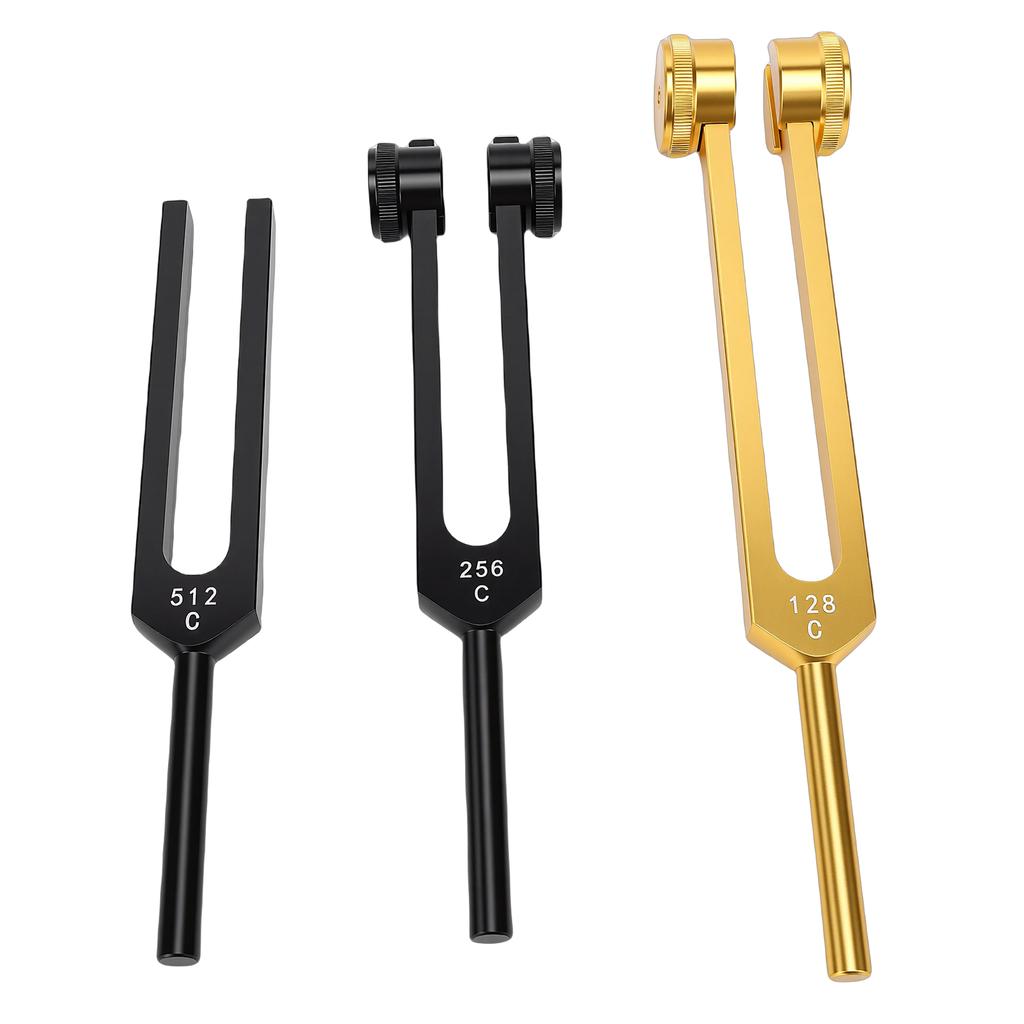 128Hz 256Hz 512Hz Aluminiumlegierung Stimmgabel Set mit Basis für Chakra-Ausgleich Yoga Meditation