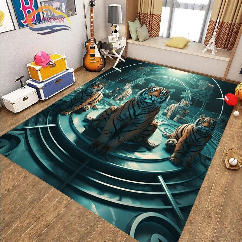 Covor de podea cu animale cool tigru art fashion covor Decorație casei cadouri covor Anti-alunecare pentru sufragerie și pat copil