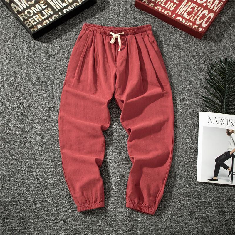 

Мужские весенние и летние дышащие девятиминутные брюки, свободные шаровары большого размера XS красный