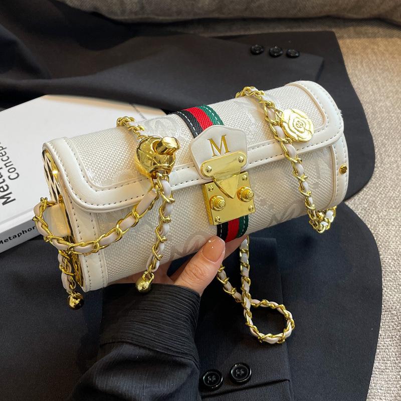 Женская сумка кроссбоди из жаккардовой парусины и кожи, цветная, сумка-багет с вышитыми буквами грязно-белый