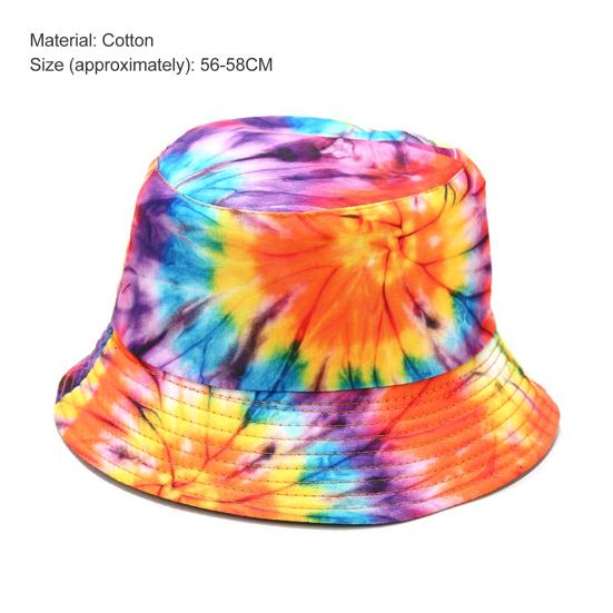 Sun Hat Tie-die Printed Reversible Double-sided Men and Women Bucket Hats for Hunting