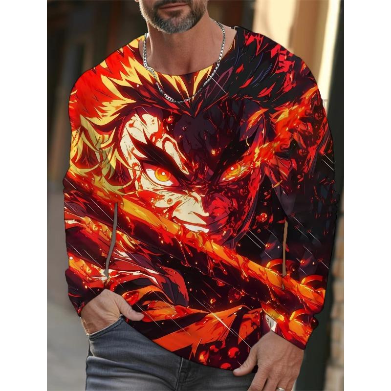 

Футболка мужская с длинным рукавом, 3D-печать, аниме-печать, мужская футболка с длинным рукавом, осенние топы, футболка с принтом HD 5XL