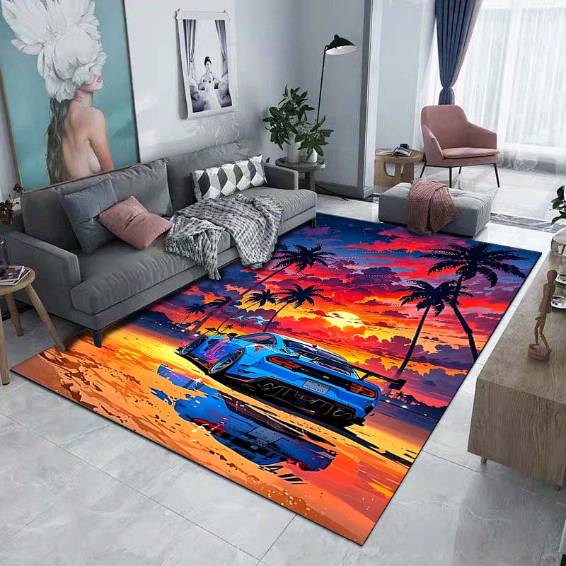 1PC Cars in The Sunset Printed Carpet for Living Room Bedroom Bedside Bathroom Floor Mat Area Rugged Sofa Mat Home Decor