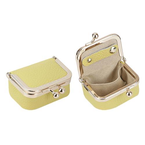 Royal Bagger Genuine Leather Mini Jewelry Box Women's Coin Purse Solid Color Kiss Lock Change Pouch Casual Style Small Storage Bag for Women 1894
