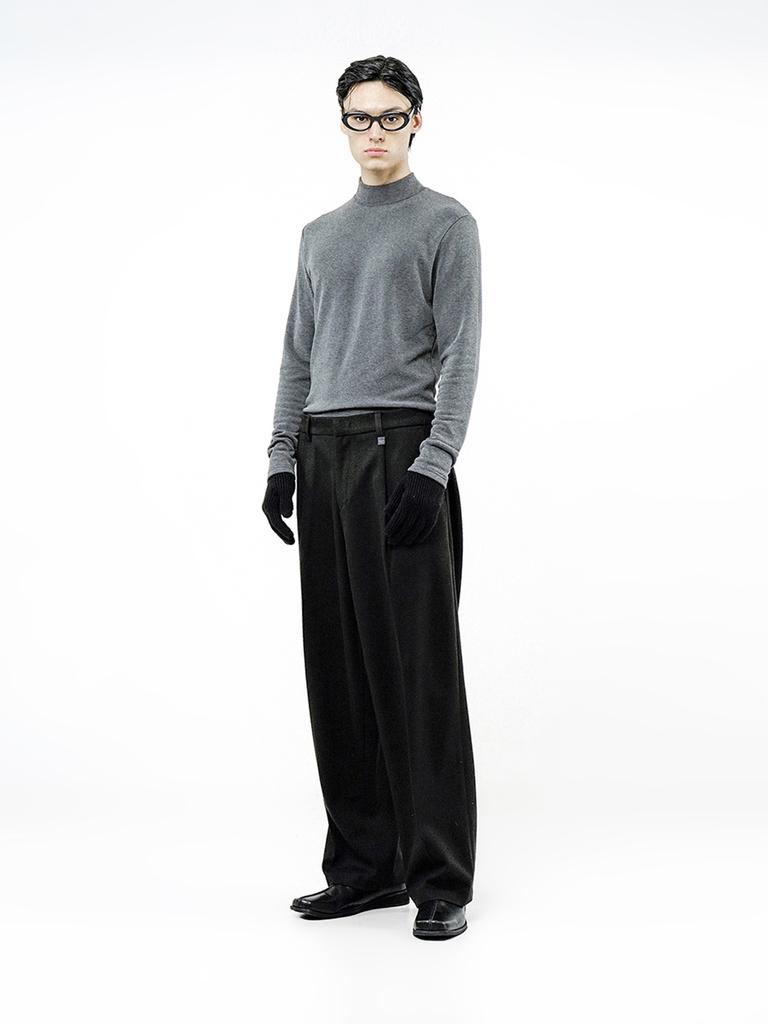 Chaenseseunoi Raised One Tuck Wool Slacks - Black /M244Pt01Bk