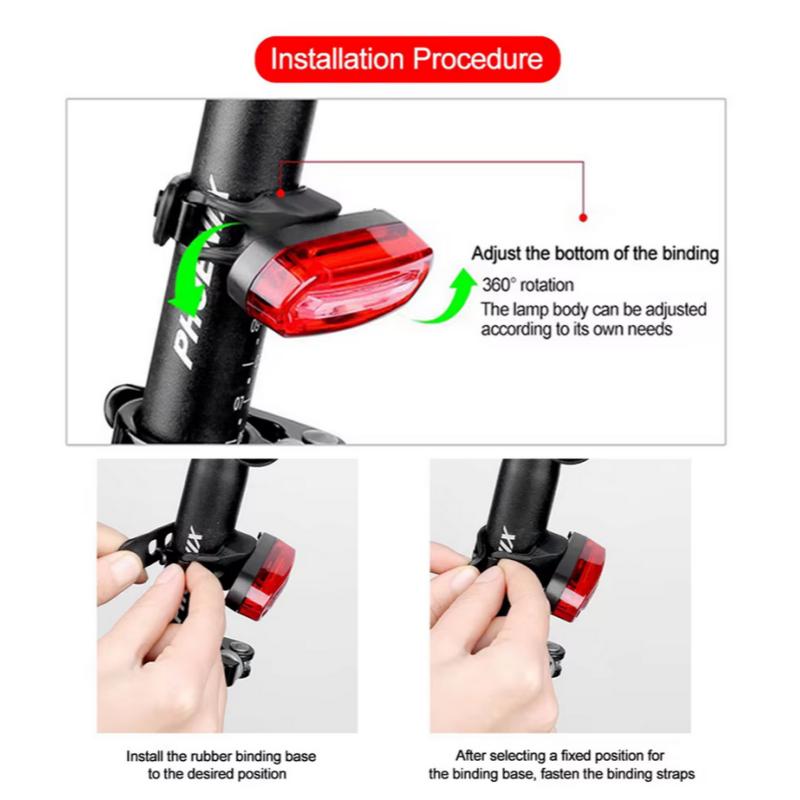 Bicycle Taillight MTB Red Bike Rear Light USB Rechargeable LED Cycling Bike Warning Light Mountain Bicycle Lamp