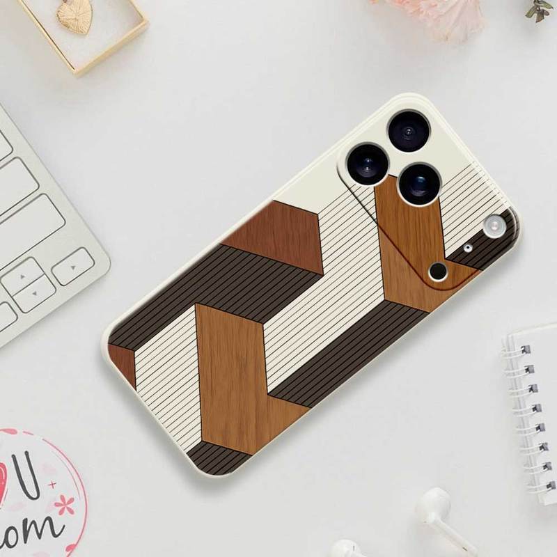 Geometric Wooden Phone Cases For iPhone 17 Pro Max 17 Air 16 15 14 13 12 11 Pro Max XS Max 7 8 Plus 16e 16 Plus TPU Cover Coque