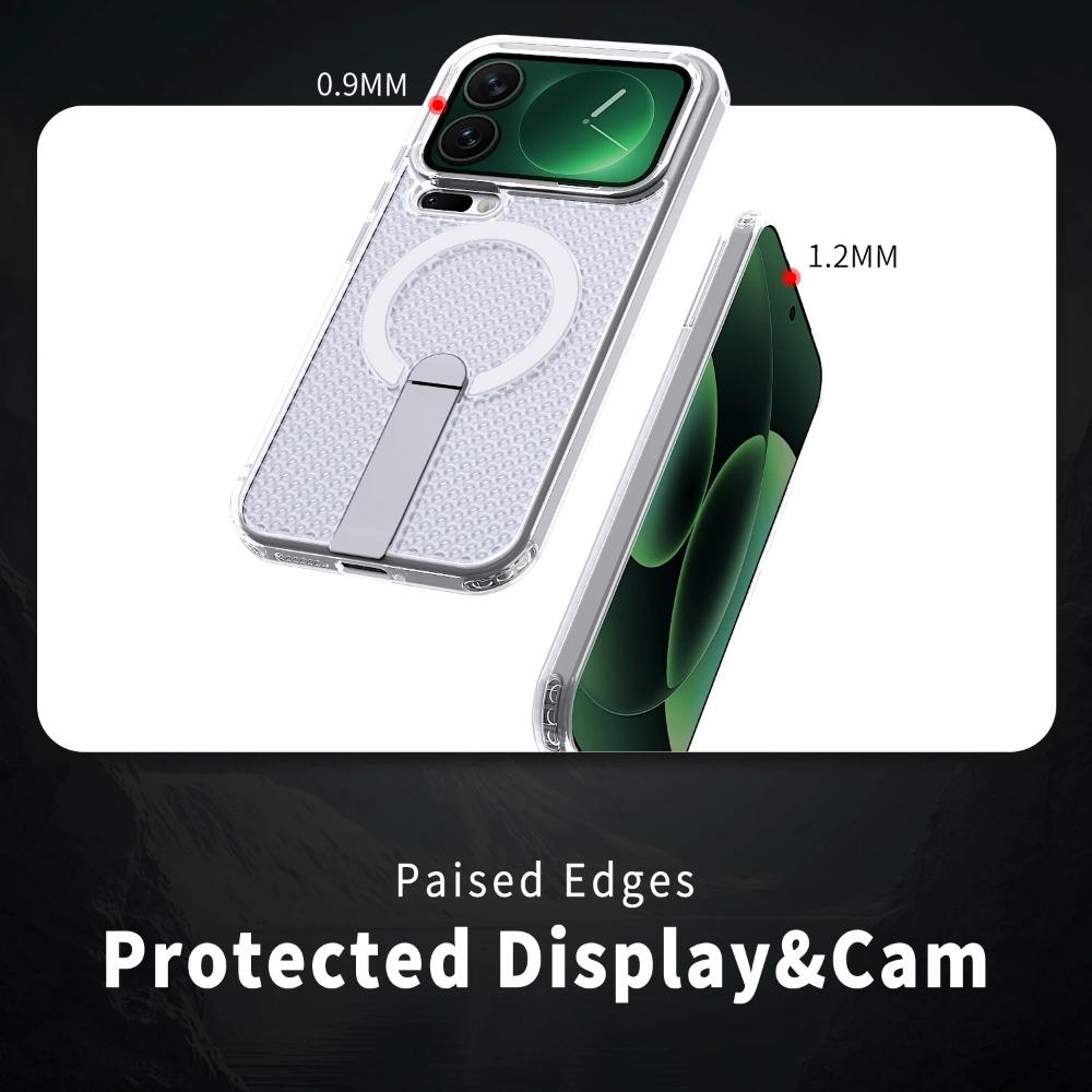 Clear PC Magnetic For Magsafe Case With Hidden Kickstand For Xiaomi 17 Pro 15T 14T Pro Cooling Heat Dissipation Shockproof Cover