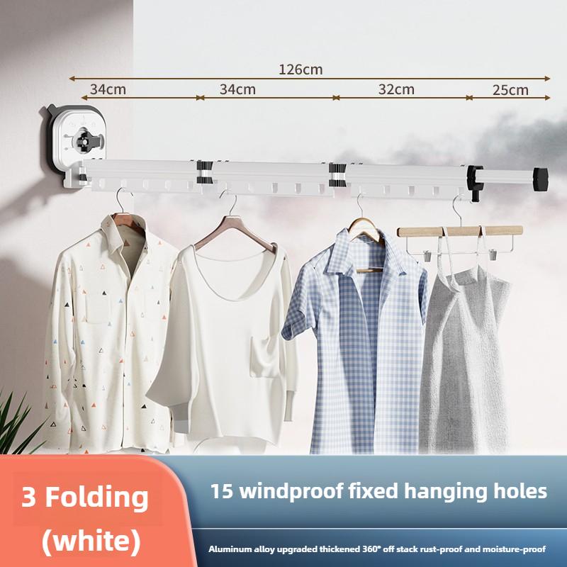 Non Perforated Suction Cup Wall Mounted Folding Clothes Rack Saves Space Room Balcony Invisible Telescopic Clothes Rack