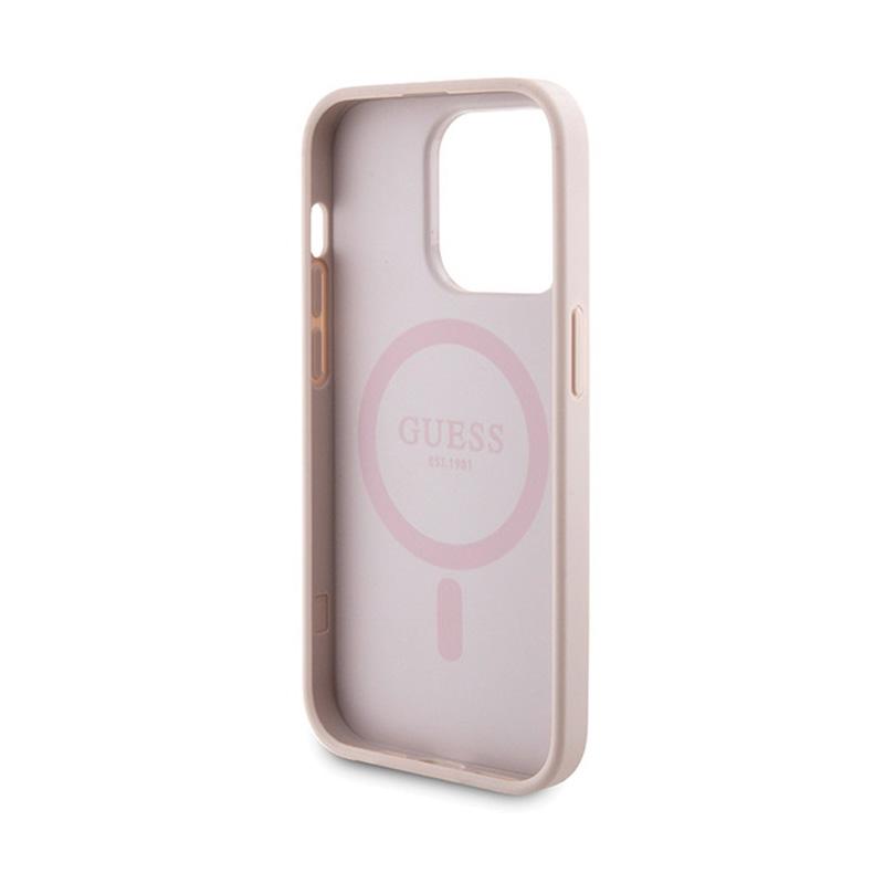 Guess Pack Bundle Magsafe 4G Metal Logo Dorado - Set de Funda + Power Bank 5000mAh Magsafe Iphone 14 Pro (Różowy)