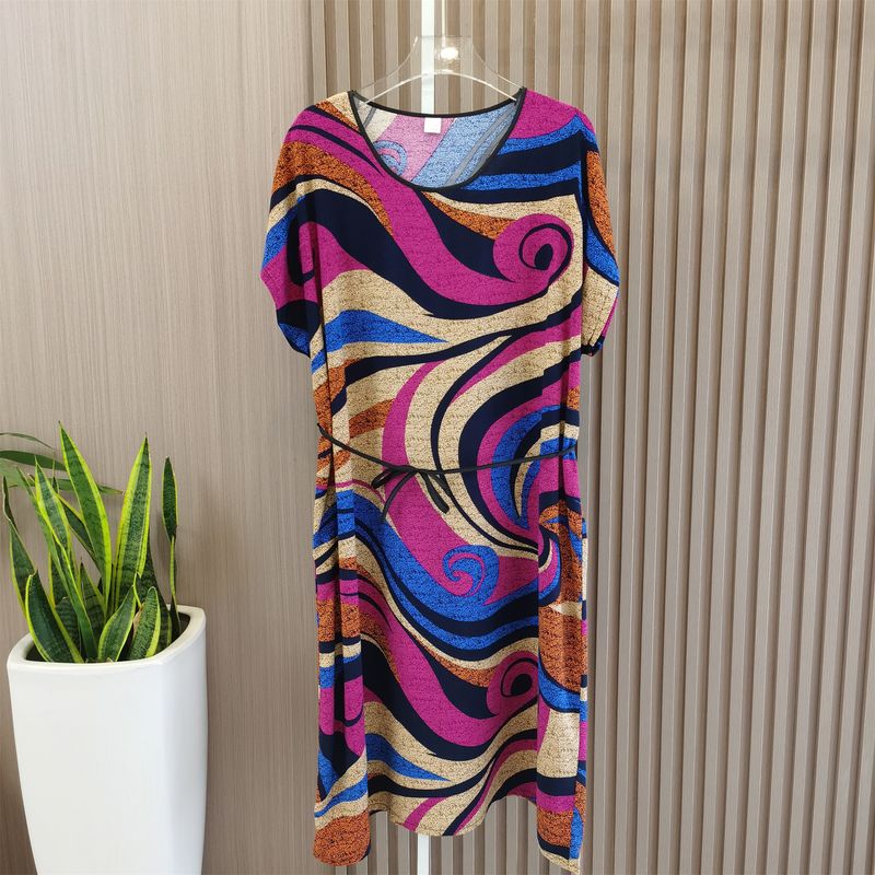 Multi-Color Silk Cotton Dress Home Wear Shoelace round Collar Skirt Special Treatment Rayon Nightdress for Women