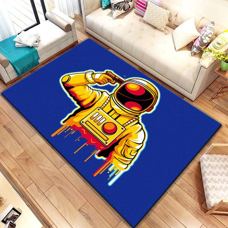 Astronaut Teppich Kinder Krabbelmatte Fußmatte Wohnzimmer Bereichsteppich Spielbereich Badezimmer Bodenmatte Bereichsteppich Yoga Wohnzimmer
