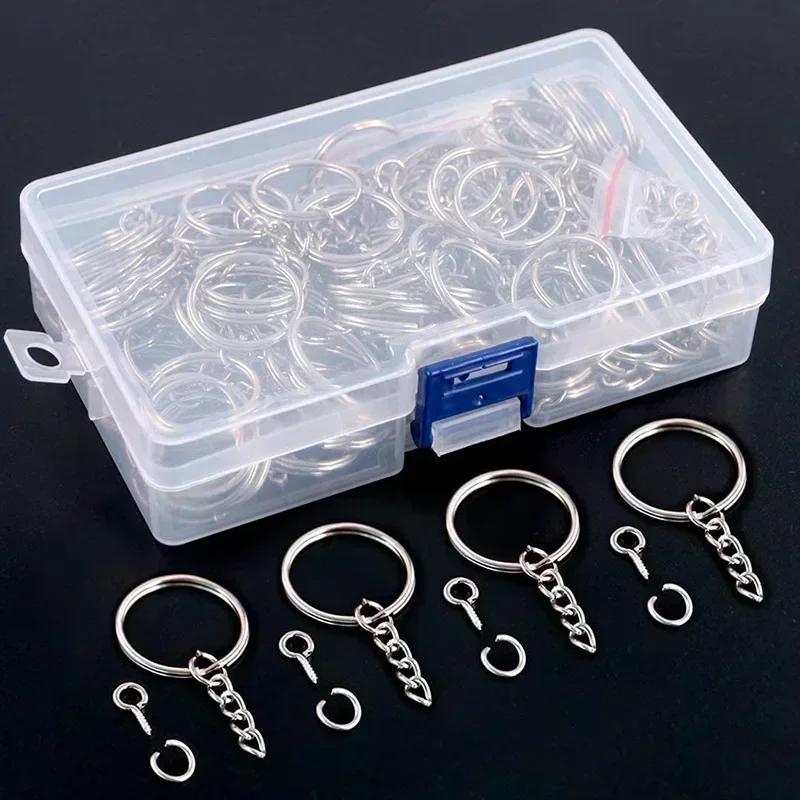 Silver Plated Metal Blank Keyring Keychain Split Ring Keyfob Key Holder Rings Women Men DIY Key Chains Key Ring Accessories