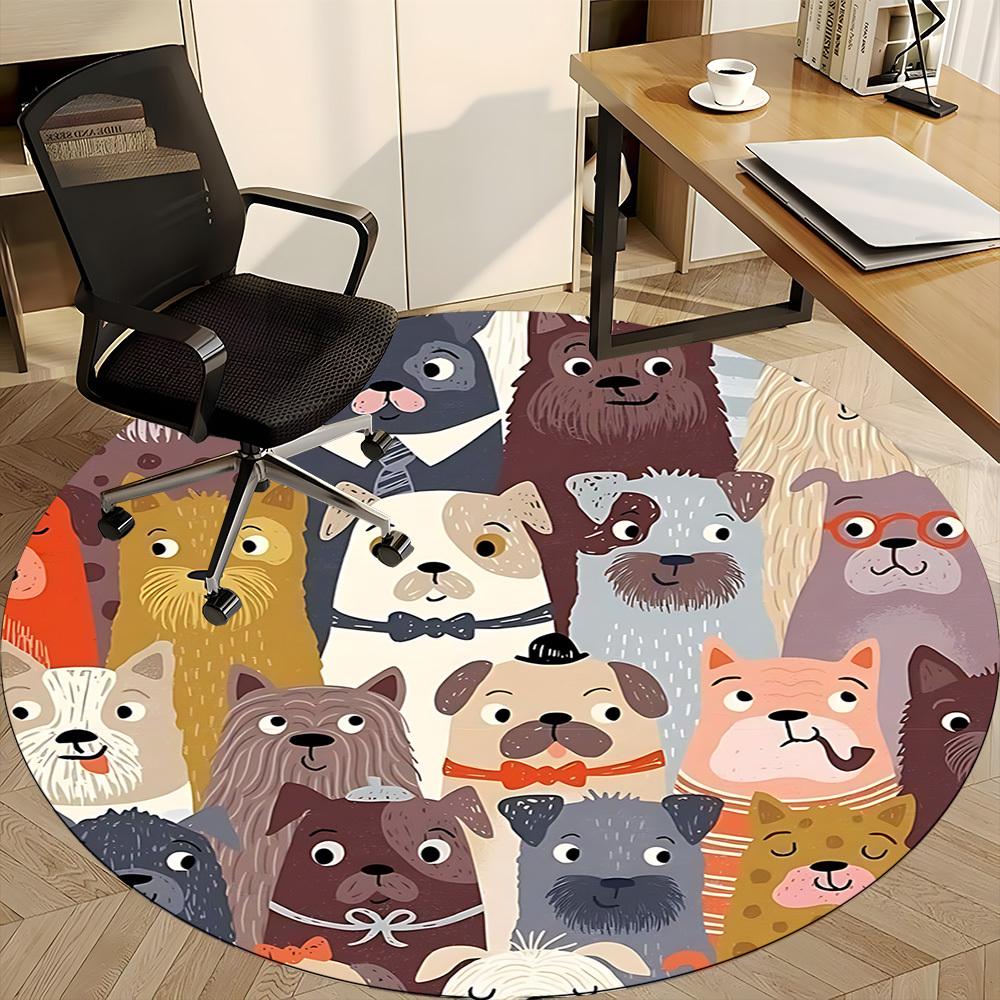 1pc Dogs Pets Office Round Area Rug, Indoor Mat Suitable ForOffice, Under Office Chairs Bedroom Living Room Home Decor, Room Deco, n45