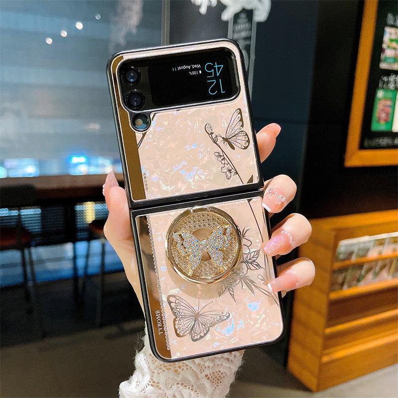 Applicable Samsung Filp7 Shell Butterfly Huawei mateX5 Rhinestone Holder FindN3 Mobile Phone Case P50 Folding