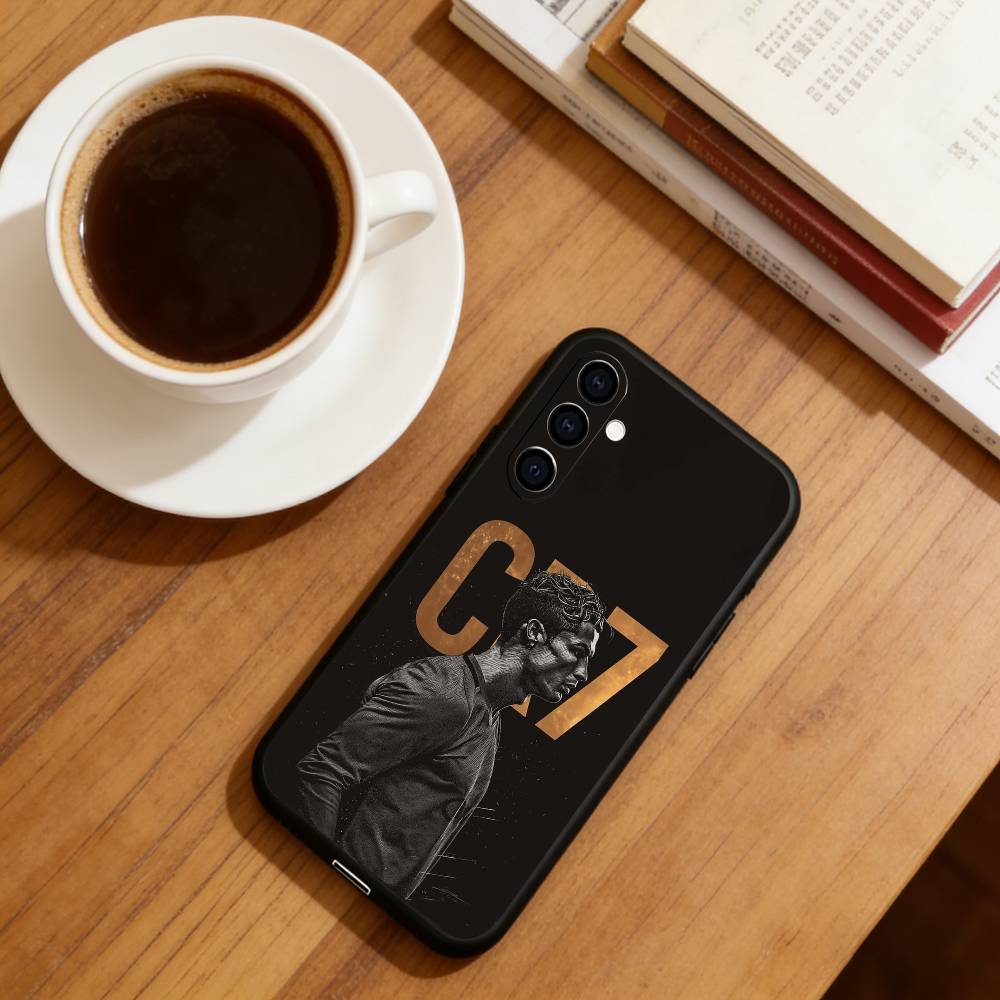 Football Star Cristiano Ronaldo Phone Case For Samsung Galaxy A73,A72,A71,A70,A53,A52,A51,Soft Silicone Black Cover