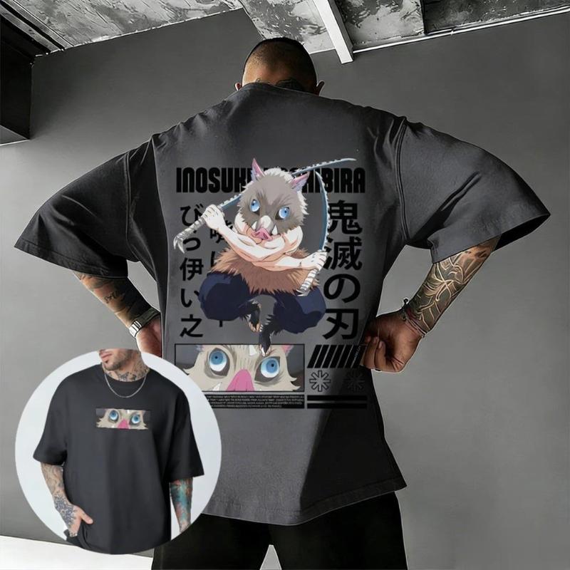 Anime Graphic T Shirt Men Women Demon Slayer Inosuke Print Streetwear Cotton Short Sleeve Tee Casual Top 2026 Summer Y2k Clothes