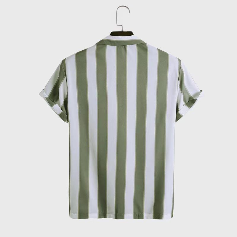Set Hawaiano da Uomo per le Vacanze Set da Due Pezzi Camicia a Maniche Corte a Strisce Stile Spiaggia da Uomo