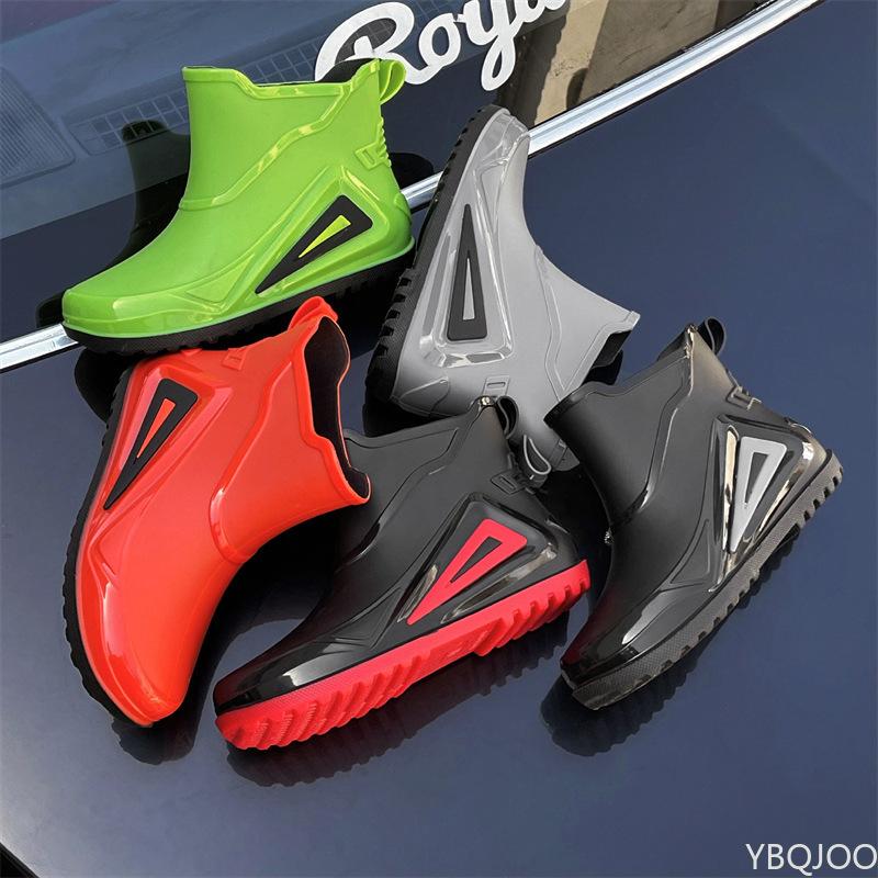 2024 Red Bottom Low Rain Shoes Men Waterproof Slip On Loafers Rain Shoes Men's Galoshes Rubber Rain Shoes Male Rubber Rain Boots