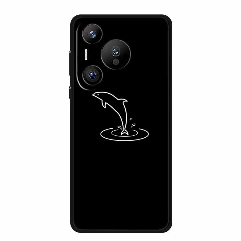 Pura 70 Black TPU Phone Case - Personalized Line Pattern, Soft Shell