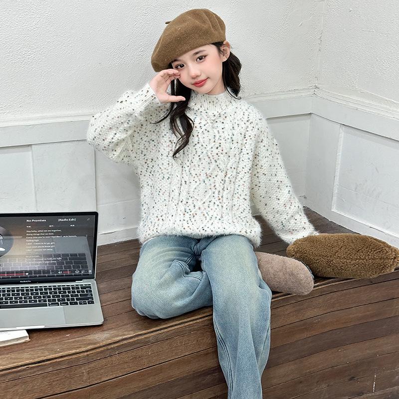 

Свитер из норкового кашемира для девочек 2025: Стильный, Плотный, Вязаный для Осени и Зимы 160cm