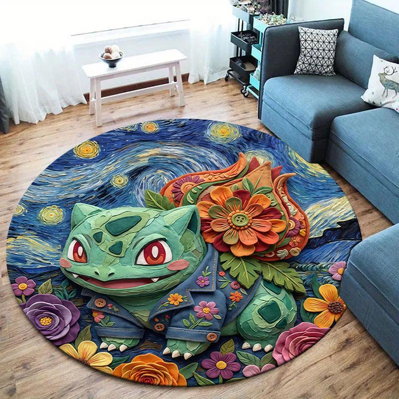 Cítili jste se roztomile Pokemon Kulatý koberec, Kobercový koberec do obývacího pokoje, ložnice, k pohovce, herny, Dekorace, Protiskluzová podložka