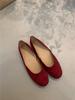Gentle fairy ballet single shoes sweet suede round head light mouth soft sole grandma shoes ladyshoes