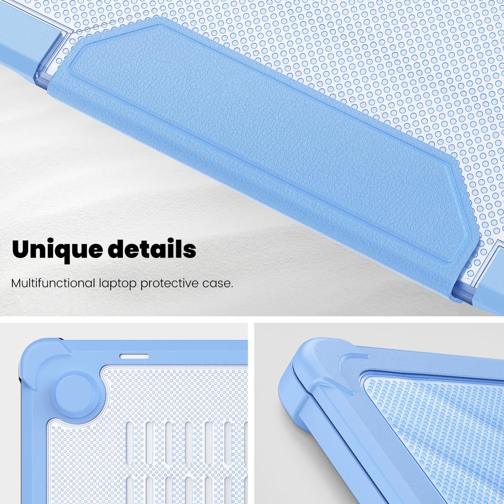 For MacBook Air 13 Inch (2025)/(2024)/(2022) M2 A2681 Laptop Case PC+TPU Kickstand Heat Dissipation Cover