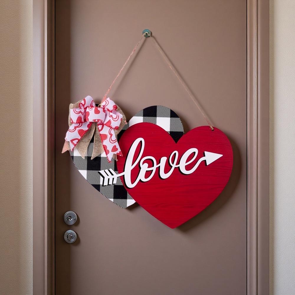 Valentine's Day Double Heart Wooden Hanging Ornament - Custom Door Sign  Wall Décor, Anniversary Gift wedding decoration