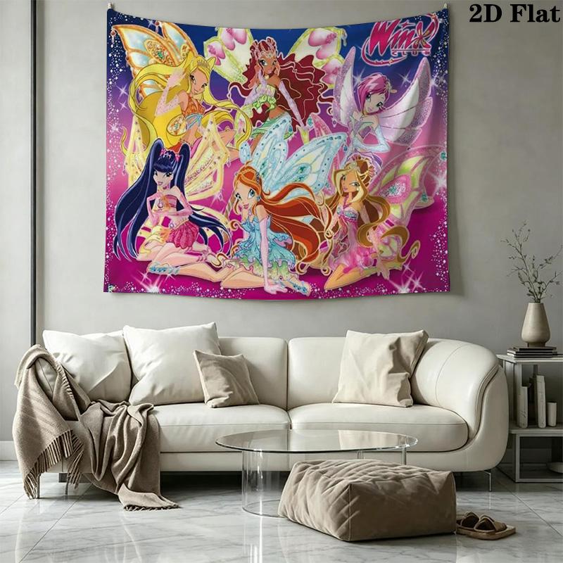 Winx Wall Tapestry Aesthetic Wall Hanging Printed Fabric Blanket Decorative Tapestries for Bedroom Living Room Home Decor