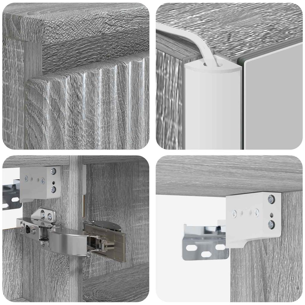 6 Piece Bathroom Furniture Set Grey Sonoma Engineered Wood & Glass
