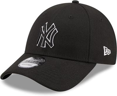 Cap 940 9FORTY Ayarlanabilir Beden Unisex NY Polyester Beyzbol Şapkası Şapka Cinsiyet Ayrımı Olmayan Siyah Konturlu Gümüş [New Era] Erkek Kadın [Ürün]