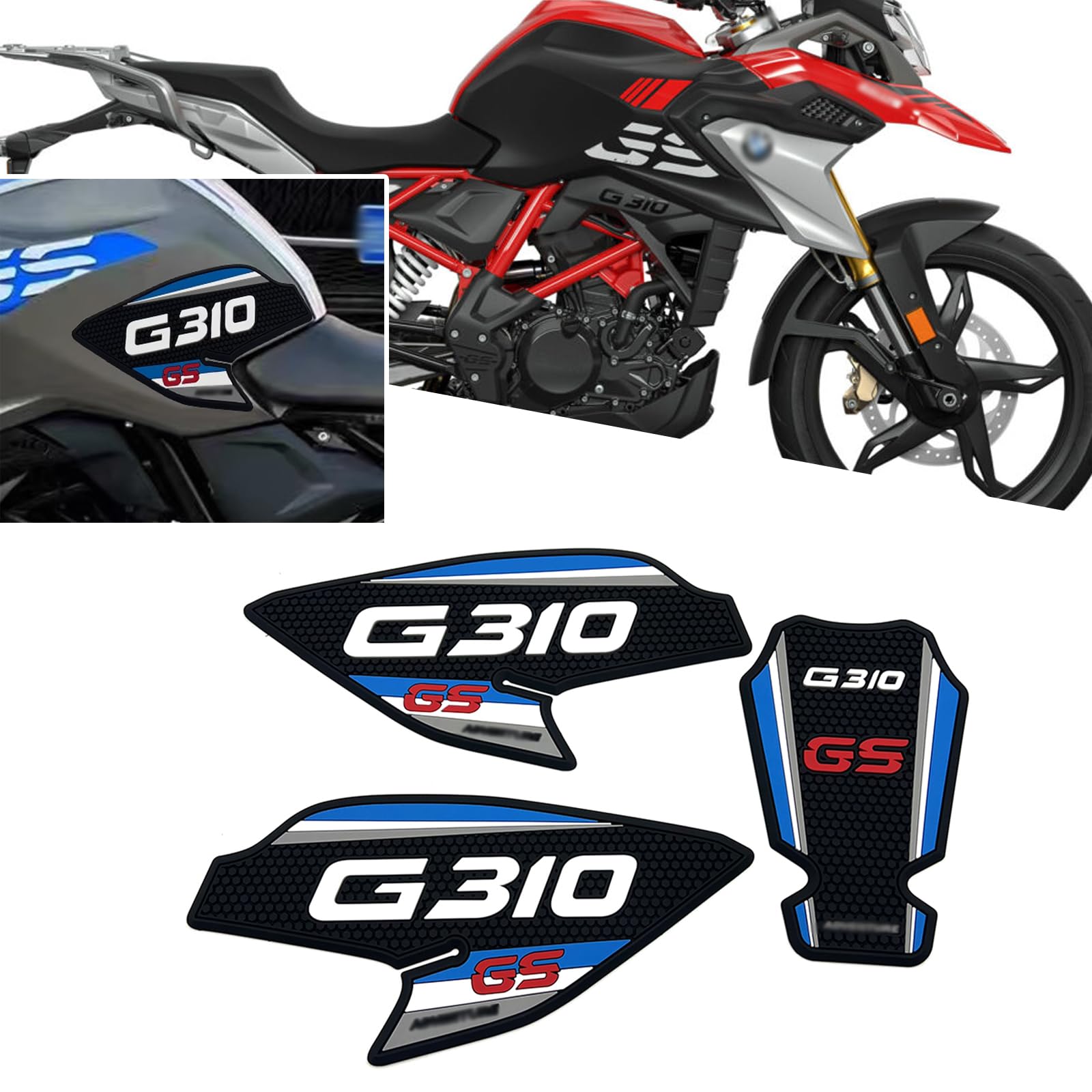MAORANG Для G310GS 2024 Мотоцикл Резиновая Декоративная Боковая Накладка Наклейка На Бензобак Боковая Противоскользящая Наклейка g310gs 2017-2024 Аксессуары Для Мотоцикла (синий) синий